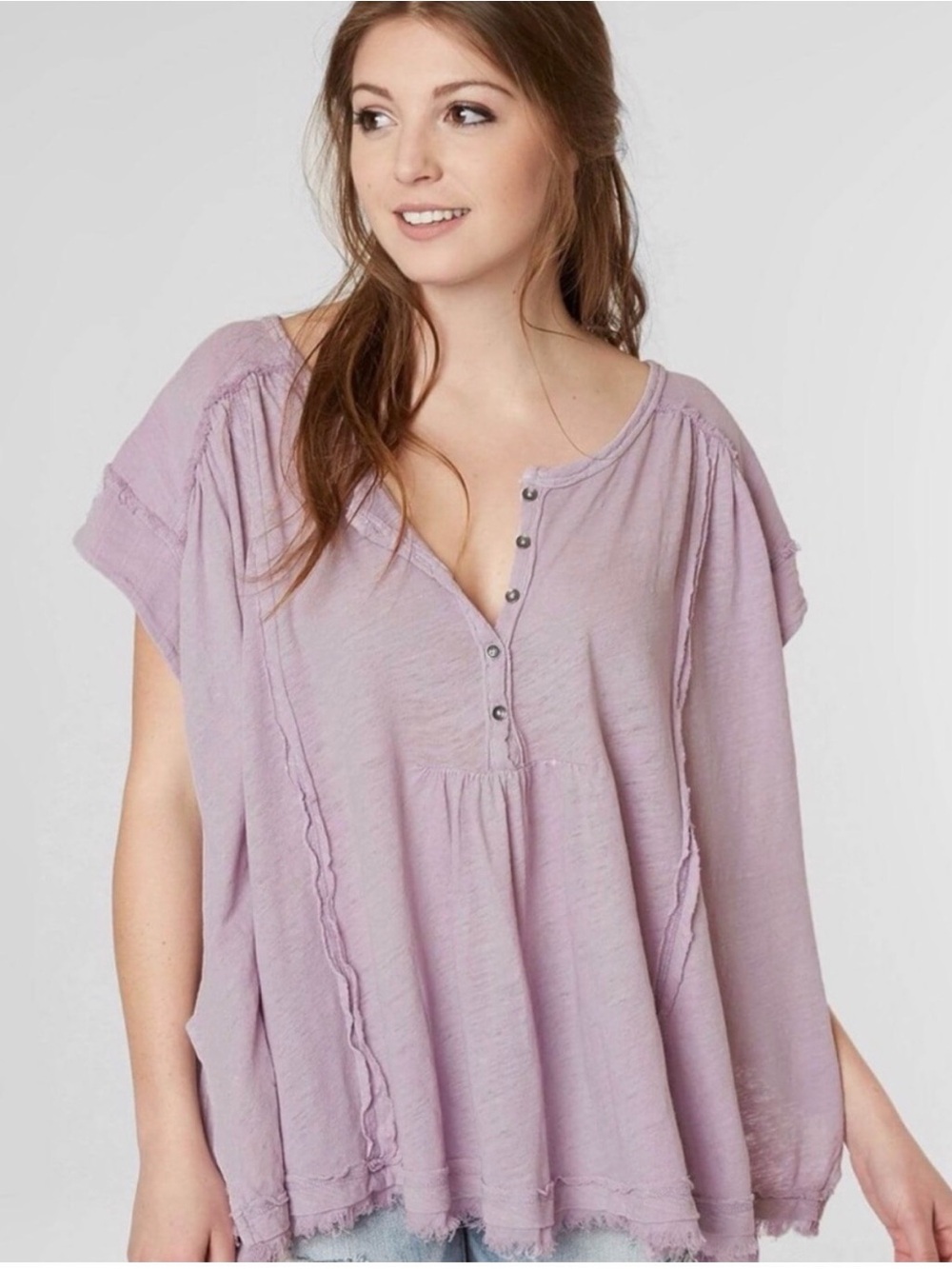 Free People Lavender Peasant Tunic Top
